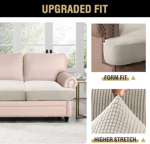 H.VERSAILTEX Stretch 3 Piece T Cushion Sofa Slipcovers Individually Sofa Cushion Covers for 3 Cushion Couch Sofa Seat Cush...