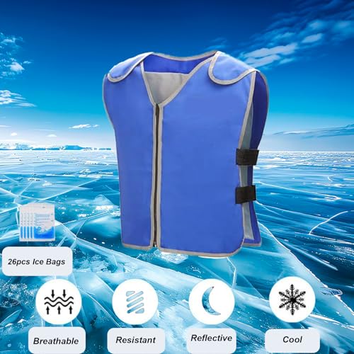 Ice Vest, Cooling Vest for Men & Women with 26 PCS Ice Packs, Adjustable Cool Vests for Working Hot Weather