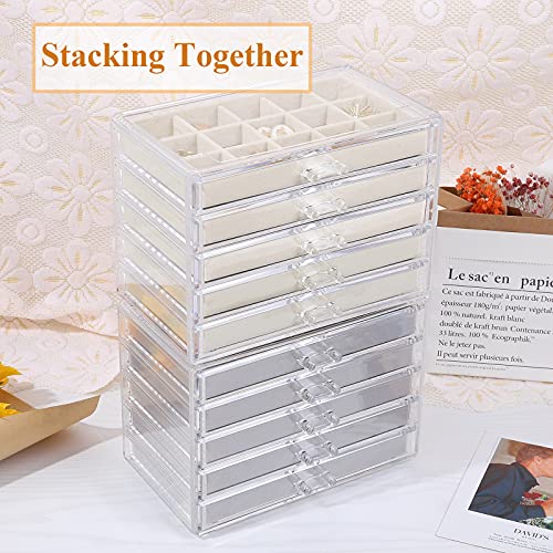 misaya Earring Jewelry Organizer with 5 Drawers, Birthday Present, Clear Acrylic Jewelry Box for Women, Velvet Earring Dis...