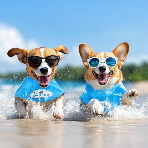 ALL FOR PAWS Dog Cooling Bandana, Cooling Bandanas for Large Dogs, Dog Cooling Neck Wrap, Cooling Scarf for Dogs, Blue Ice...