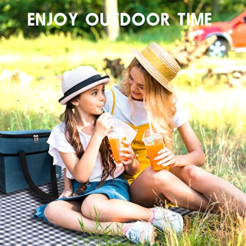 SAMSIER Outdoor Picnic Blankets Waterproof Foldable Sandproof, Large Gingham Cute Picnic Mat Washable Portable for Park Be...