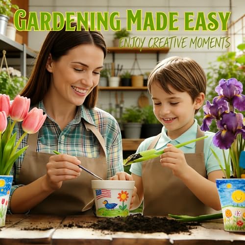 Paint & Plant Flower Growing Gardening Kit with 3 Pots for Kidz - Gardening Tools Set Easter Gifts for Girlz & Boyz Agez ...