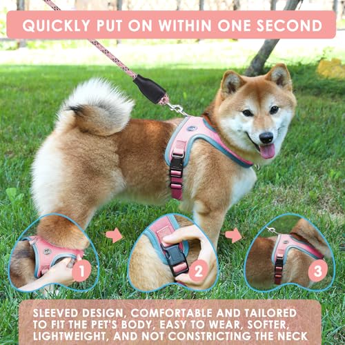 Dog Harness and Leash Set, No Pull Saddle Style Pet Harness, Breathable Mesh Adjustable Reflective Dog Vest for Dogs and C...