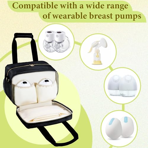 Breastmilk Cooler Bag with Ice Pack, Wearable Breast Pump Storage Bag, Insulated Bottle Travel Bag Compatible with Momcoz...