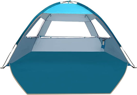 COMMOUDS Beach Tent Sun Shade for 3/4/6/8 Person, UPF 50+ Beach Sun Shelter Canopy Tent, Lightweight, Easy Set Up and Carry