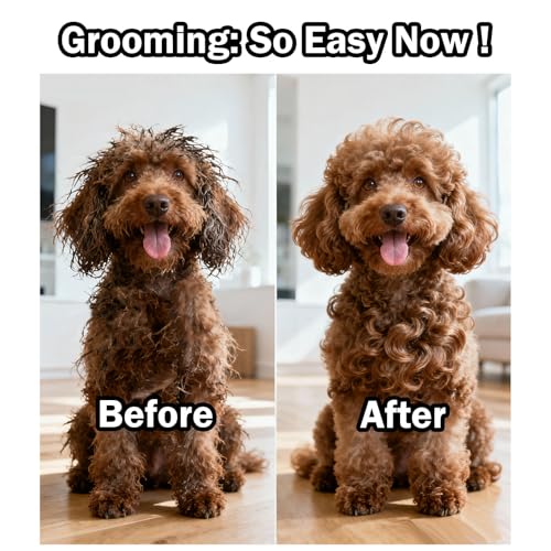 JENFOSLAN Slicker Brush for Dogs, Professional Dog Grooming Brush for Golden Doodle & Poodle - Deshedding Dog Brush for Me...