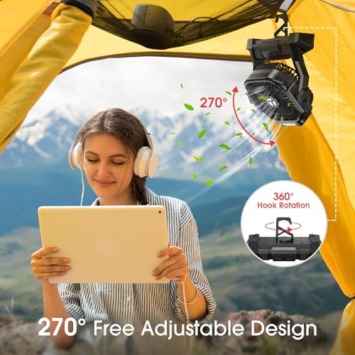ONLYNEW Portable Fan Rechargeable, 20000mAh Cordless Battery Powered Fan with LED Lantern, USB C Battery Operated for Camp...