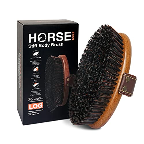 MAXIMILIAN World Class Handmade Equine Stiff Body Horse Brush. Professional Equine Grooming Tools. Effortlessly Removes Mu...
