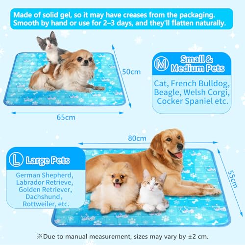Yoheueoa Dog Cooling Mat, Pet Cooling Mat with Non-Toxic Solid Gel, Self-Cooling Pad for Dogs, Waterproof, Durable Cooling...