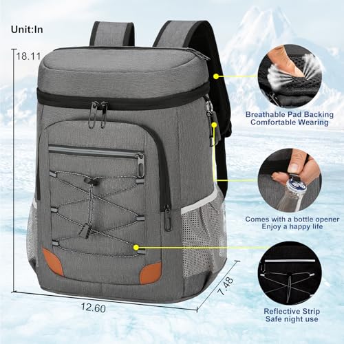 Backpack Cooler Insulated Leak Proof, Lightweight Soft Sided Cooler Backpack for Men Women, Waterproof Beach Cooler Bag Lu...