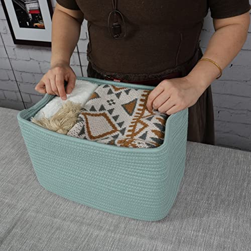 Cotton Rope storage Basket Bins Woven Basket for Organizing Shelves 15X10X9.3" Rectangle Decorative Baskets For storage Cl...