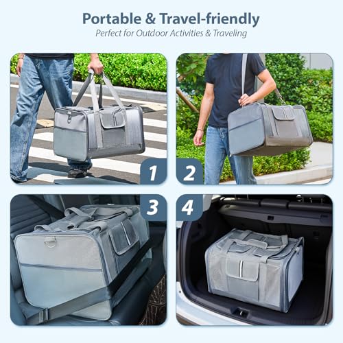 Lawfery Cat Carrier for 2 Cats, Large Soft-Sided Pet Travel Carrier, Dual Compartments, Privacy Protection, Dog Carrier fo...