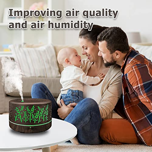 Diffusers for Essential Oils Large Room 600ml,Essential Oil Diffusers for Home with R/C,Cool Mist Humidifier,7 Colors Ligh...