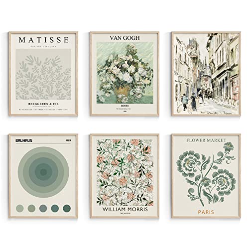 Habseligkeit Sage Green Master Wall Art Prints, Abstract Matisse Wall Art Exhibition Posters, Vintage Art Boho Art Prints,...