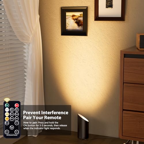 Brightown 2 Pack Uplights Indoor Floor Can Lights - 6000K LED Up Lights with Remote and Timer, 3 Color Temperatures and Di...