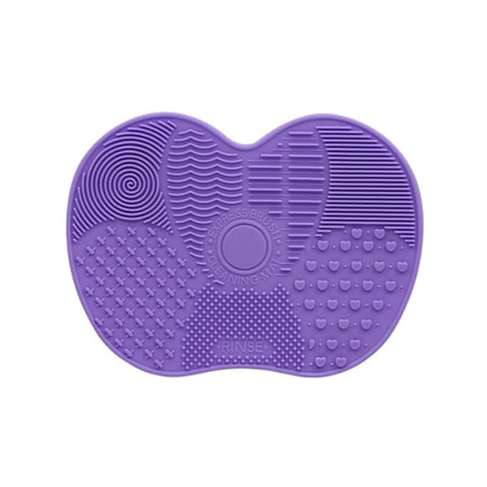 Make Up Brush Cleaning Mat，1PCS Silicone Makeup Brush Cleaner Pad With Suction Cup,Portable Cosmetic Washing Tool (Purple)