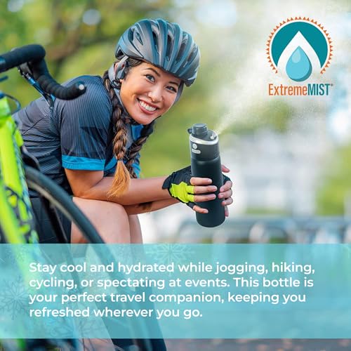 Extreme MIST - GoMist Misting & Drinking Bottle - Personal Mister - Cooling Water Bottle w/Easy-Drink Spout - Stainless-St...