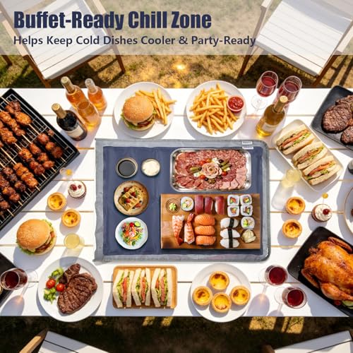 Babeezy Party Mat Chiller,Foldable Reusable Ice Pack Mat with Sleeve Bag 12 Large Cells (2×6) Tray Chiller for Charcuteri...