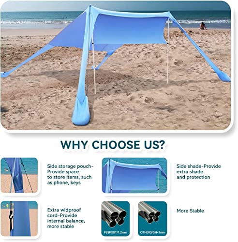 FBSPORT Beach Tent Sun Shelter, Portable Beach Shade Canopy UPF50+ with Sandbags for Outdoor Family Camping, Fishing, Back...