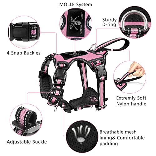 WINSEE Pet Harness Collar and Leash Set, All-in-one Reflective Dog Harness No Pull with Adjustable Buckles for Puppies, Sm...
