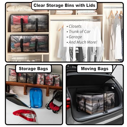 ClearSpace Oversized Moving Bags or Storage Bag – Large Moving Boxes with Backpack Straps, Zippers & Handles – Heavy-Duty ...
