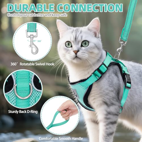 PUPTECK Cat Harness and Leash Set Escape Proof Reflective Cat Walking Harness Adjustable Soft Breathable Mesh Vest for Sma...