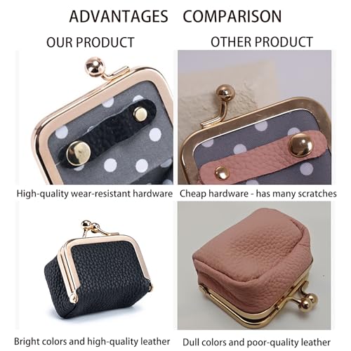 KLESZZYD Genuine Leather Mini Jewelry Box & Coin Purse for Women, Travel Jewelry Case with Kiss Lock, Holds Earrings, Ring...