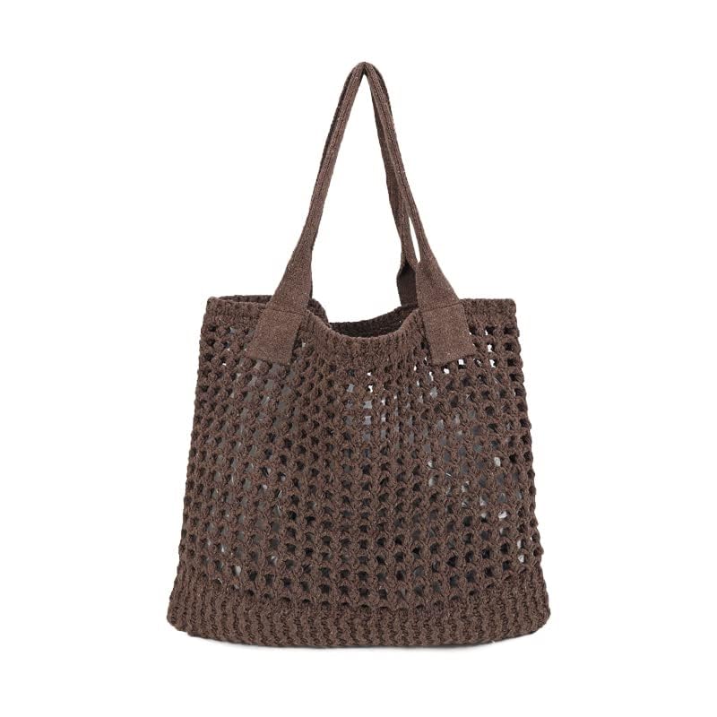 ENBEI Women's Beach Tote Bag, Crochet Knit Hollow Design, Stylish Tote for Beach,Travel and Everyday Use Aesthetic Handbag