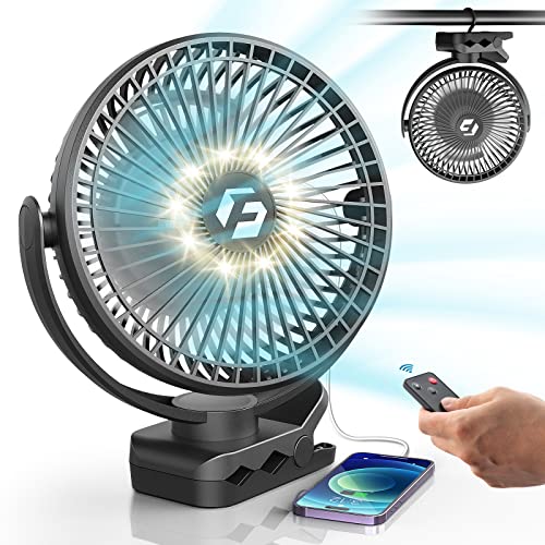 Korbot 8-inch Clip on Fan - 12000mAh Portable Fan Battery Rechargeable with 3 Speeds and Strong Airflow, USB Fan Small Des...
