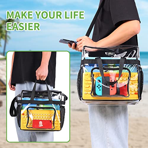MAY TREE Clear Bag for Stadium Events, 12×5.5×12 Clear Tote Lunch Bag with Non-detachable Reinforced Straps for Work, Spor...