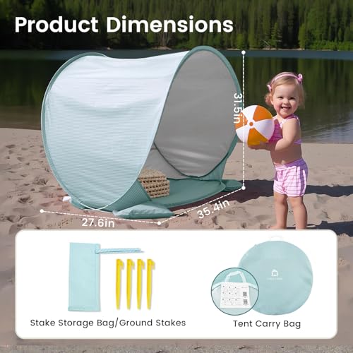 Tiny Land Baby Beach Tent – Pop Up Baby Tent with UV Protection, Portable Baby Beach Essentials, 35.4"x27.6"x31.5" Sun She...