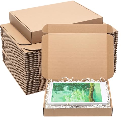 Wowxyz Shipping Boxes 12x9x2" 30 Pack - Brown Corrugated Cardboard Mailing Box for Small Business, Kraft Medium Literature...