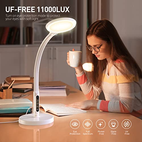 FBBJFF Light Therapy Lamp 11000 Lux, LED UV-Free Sunlight Lamp,Full Spectrum Happy Therapy Lamp with 10 Adjustable Brightn...