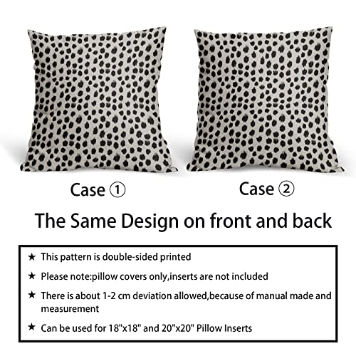 Polka Dot Pillow Covers 16x16 Set of 2 Stylish Black Cream Throw Pillows Boho Design Decorative Outdoor Modern Bohemian Pi...