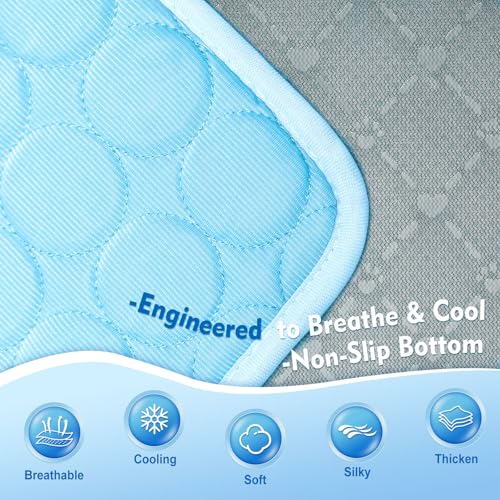 SOMOYA Dog Cooling Mat (Q-Max>0.4) Pet Cooling Pads Blanket Sleeping Kennel Mat,Ice Silk Cool Mat Pad Breathable Dog Bed M...