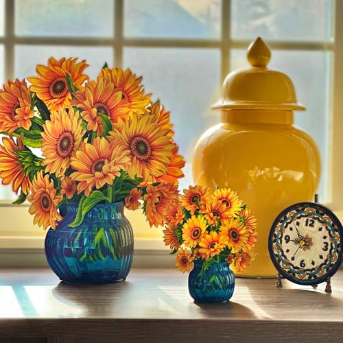 Freshcut Paper Pop Up Cards, Sunflowers, 12 Inch Life Sized Forever Flower Bouquet 3D Popup Greeting Card, Birthday Cards,...