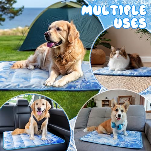 Chunful 4 Pack Dog Cooling Mat Water Injection Pet Cooling Mat for Dogs Cats with Storage Bags Washable and Foldable Pet P...