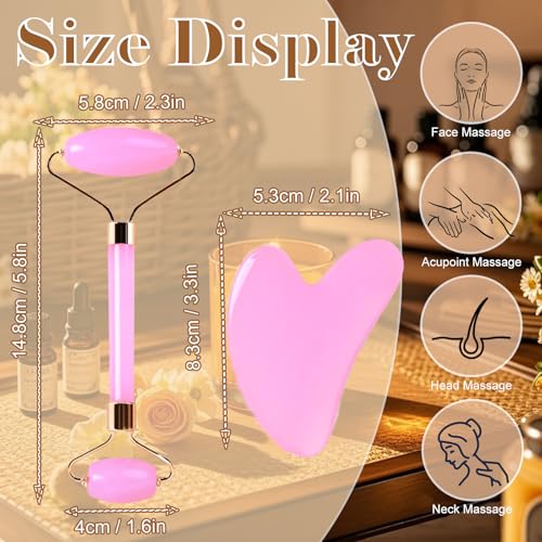 Ao Yee ZGL Gua Sha Facial Massage Tool and Roller Set, Facial Massager for Face, Neck, Arms, Eyes, Reduce Puffiness, Impro...