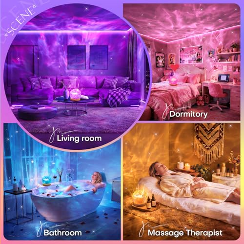 Ambient Lighting, 216 Modes Mood Lighting, 3-in-1 Sunset Lamp & Ocean Lamp & Northern Lights Projector with Remote, Room L...