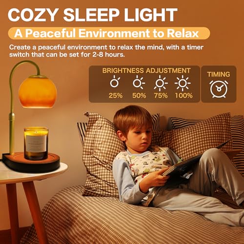 DALUXshop Candle Warmer Lamp with Timer 2H/4H/8H, Adjustable Height Dimmable Candle Lamp with 2 Bulbs, Wax Melt Warmer for...