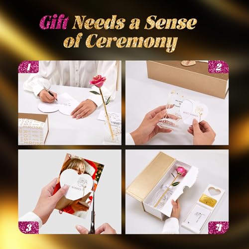 Mikasol Gold Dipped Real 24K Forever Preserved Rose, 1 Pack Infinity Flower Decor Hand Dipped Romantic Gift for Women in H...