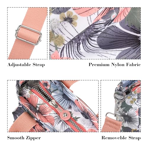 AOCINA Small Tote Bag With Zipper Mini Nylon Crossbody Bags for Women Work Everyday Multi Pocket Lightweight Satchel Purse
