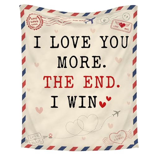 WRAPIX Anniversary Couple Gifts for Men Women - I Love You More Soft Fleece Throw Blanket 60x80 in - Mothers Day Birthday ...