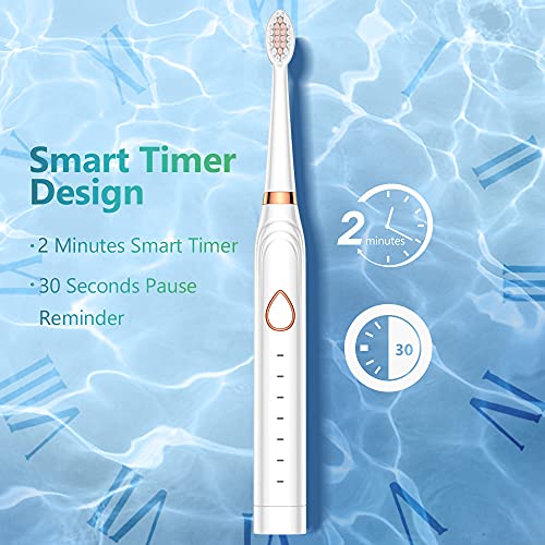 BTRICL Sonic Electric Toothbrush, USB Rechargeable Powerful Sonic Cleaning Tooth Brush with 6 Modes, 5 Brush Heads + 1 Fac...