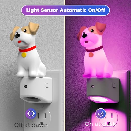 L LOHAS LED Night Light for Kids,3D Cute Puppy Night Lights,Schnauzer with Dusk to Dawn Sensor, RGB+Soft White 3000K,Dog N...
