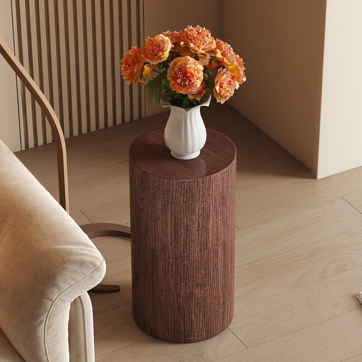 Elegant Round Walnut MDF Coffee Table  Modern Living Room Decoration With A Minimalist Design.Can Be Used As A Small Side Table, Side Table, Coffee Table Or Tea Table.