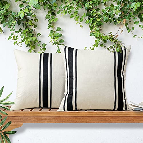 OTOSTAR Pack of 2 Outdoor Waterproof Decorative Pillow Covers 16x16 Inch Linen Geometry Pillowcases Cushion Case Garden Th...