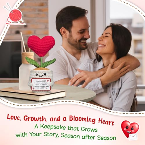 OASSIE Anniversary Couple Gifts for Women Men - Heart Flower Pot Crochet - Romantic Anniversary Wedding Mothers Day Birthd...