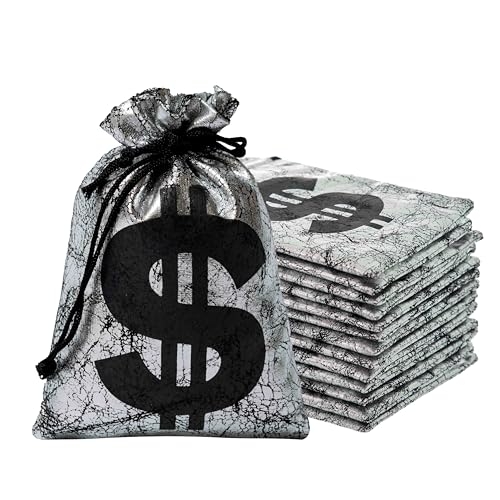 RICHNESS Money Bag with Dollar Sign 4.5X6 Inch Faux Leather Costume Money Bag Pouch with Drawstring Closure Treasure Sack ...