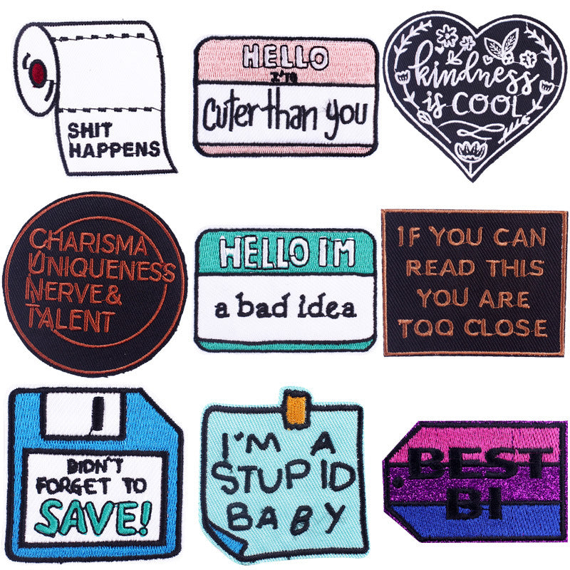 Cartoon Letter Fabric Patches With Computer Embroidery